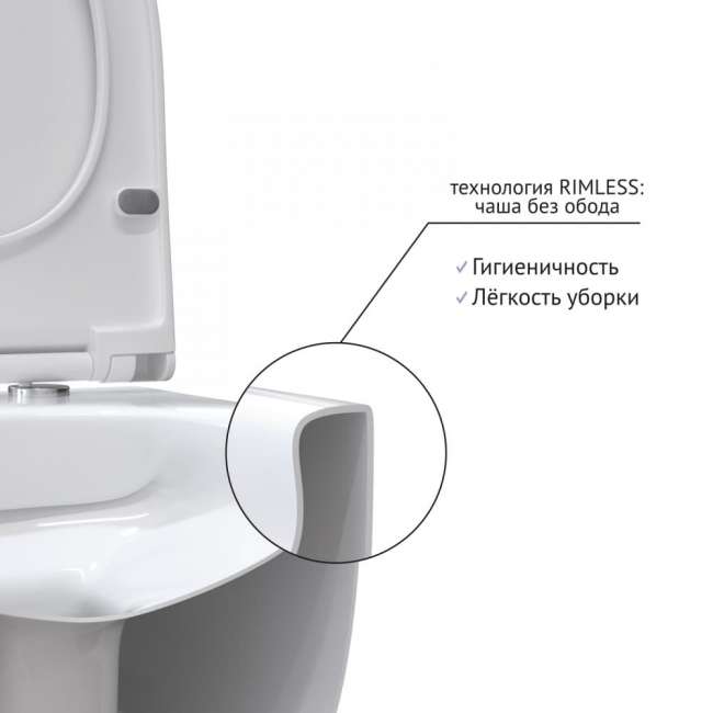Унитаз BERGES подвесной LEVEL Rimless 50 см, сиденье дюропласт Level slim SO, микролифт быстросъем купить в Москве по цене 17 030 руб.