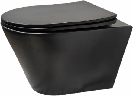 Унитаз подвесной SanDav Conos Black 490х365х350 безободковый, микролифт (конус) черный