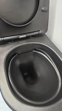 Унитаз подвесной SanDav Conos Black 490х365х350 безободковый, микролифт (конус) черный