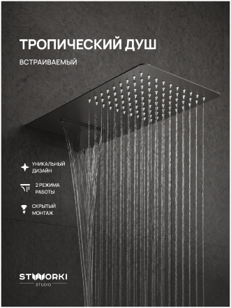 Верхний душ STWORKI STUDIO S512691GB вороненая сталь
