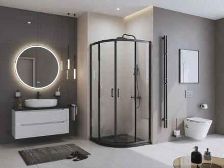 Поддон из искусственного мрамора Belbagno TRAY-MR-UNO-R-90-550-35-NERO-CR