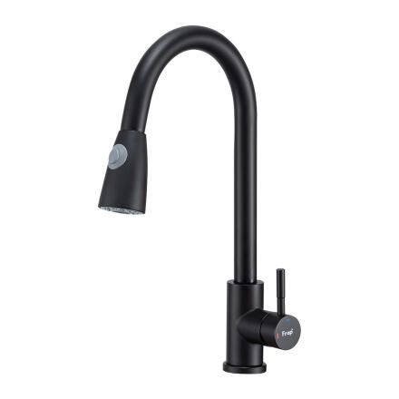 Смеситель для кухни Frap H991 F60991-6 черный однорычажный, длина излива 22.2 см