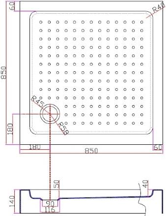 Акриловый поддон 85х85 Cezares TRAY-A-A-85-15-W с сифоном