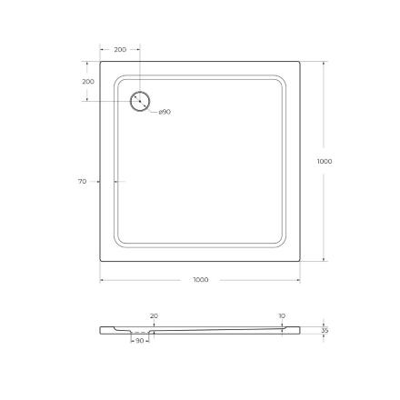 Поддон из SMC (стекловолокно) 100х100 Cezares TRAY-M-A-100-35-W без сифона