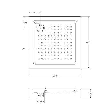 Акриловый поддон 80х80 Cezares TRAY-A-A-80-15-W с сифоном