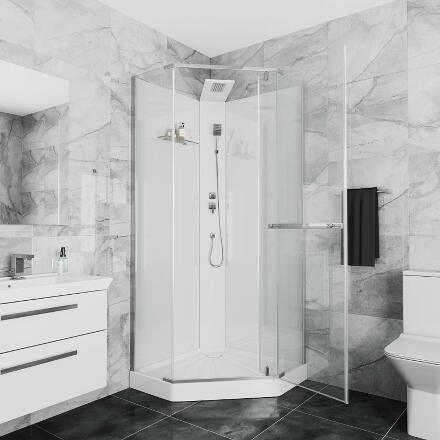 Душевая кабина Cerutti SPA Chika 90х90х215 профиль хром, стекло прозрачное, поддон низкий, без крыши