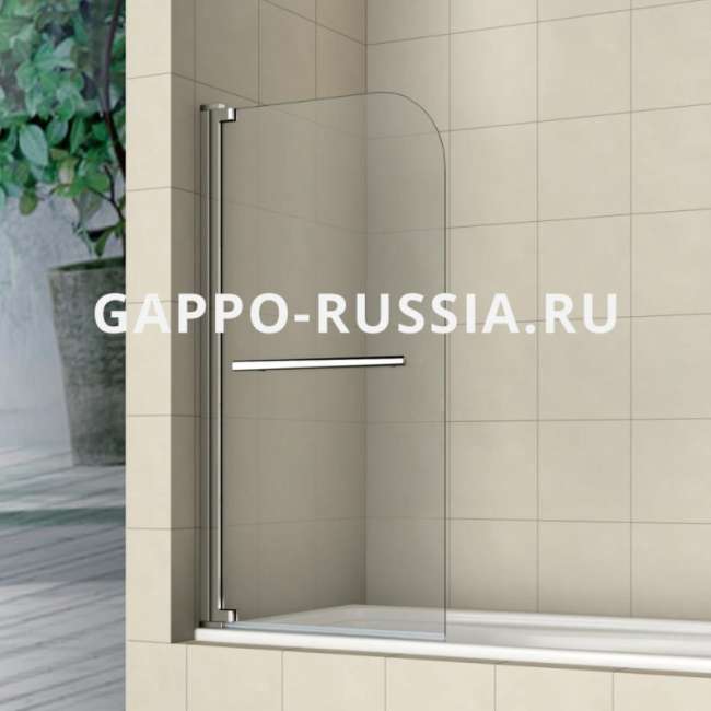G403.1.10 Штора на ванну 100х140 GAPPO с полотенцедержателем распашная прозрачное стекло 8мм купить в Москве по цене 12 019 руб.