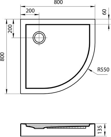 Поддон для душа Santek Палермо 1WH302477 80х80, с сифоном, четверть круга, низкий