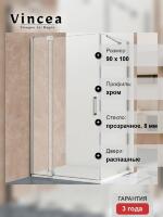 Душевой уголок Vincea Extra VSR-1E809010CL 90х100х200 профиль хром, стекло прозрачное, прямоугольный, двери распашные