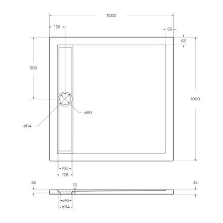 Акриловый поддон 100х100 BelBagno TRAY-BB-DUE-A-100-4-W0 без сифона
