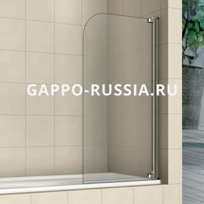 G404.1.10 Штора на ванну 100х140 GAPPO распашная прозрачное стекло 8мм купить в Москве по цене 11 533 руб.