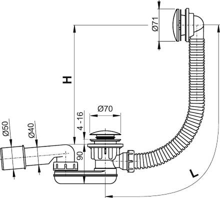 Слив-перелив AlcaPlast A507CKM хром