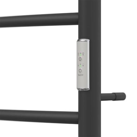 Электрический полотенцесушитель Point PN04858PB П5 500x800 с полкой, диммер справа черный, лесенка, 5 секций