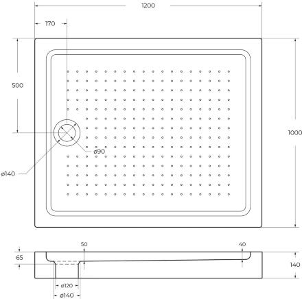 Акриловый поддон 120х100 BelBagno TRAY-BB-AH-120/100-15-W с сифоном