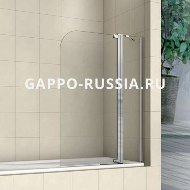 G406.1.90 Штора на ванну 30+60х140 GAPPO распашная прозрачное стекло 8мм купить в Москве по цене 11 053 руб.