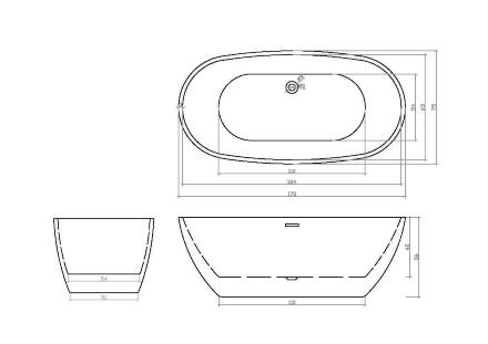 Акриловая ванна Cerutti Spa D'lseo 7390 170x75 см, отдельностоящая, белая, овальная, на ножках, со сливом-переливом, объем 420 л., с антискользящим покрытием
