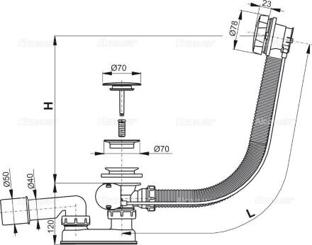 Слив-перелив AlcaPlast A55K-80-RU-01