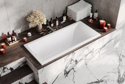Ванна из искусственного камня Marmo Bagno Алесса 180x80 прямоугольная, объем 280 л.