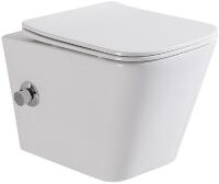 Унитаз подвесной безободковый с сиденьем и функцией биде BelBagno DUE BB3103CHR-BS/SC