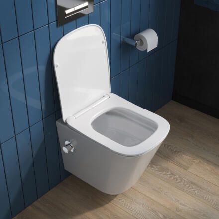 Унитаз подвесной безободковый с сиденьем и функцией биде BelBagno DUE BB3103CHR-BS/SC