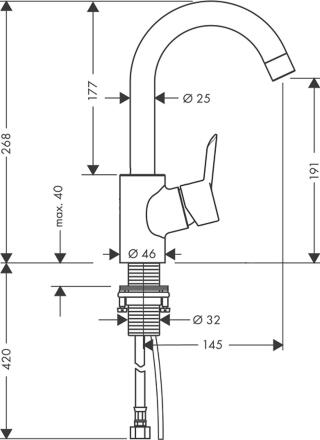 Смеситель Hansgrohe Talis S 32070000 для раковины однорычажный, хром