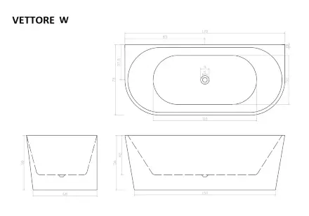 Акриловая ванна Ceruttispa Vettore W 170x75 CT9345 без гидромассажа