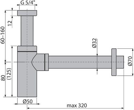 Сифон для умывальника DN32 DESIGN цельнометаллический, круглый, белый, арт.A400B