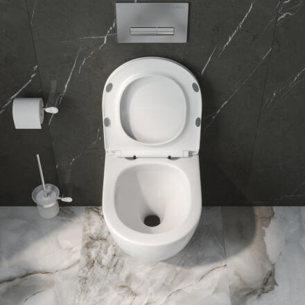 Унитаз подвесной безободковый с сиденьем и смывом TORNADO BelBagno UNO-TOR BB5177CH-TOR/SC