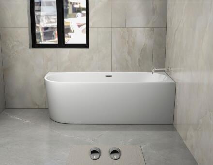 Акриловая ванна Cerutti Spa Ami 10091 R 170x75 см, угловая, правая, пристенная, белая, асимметричная, с каркасом, со сливом-переливом, с донным клапаном, объем 280 л.