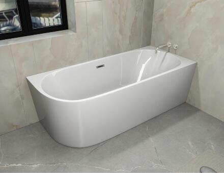Акриловая ванна Cerutti Spa Ami 10091 R 170x75 см, угловая, правая, пристенная, белая, асимметричная, с каркасом, со сливом-переливом, с донным клапаном, объем 280 л.
