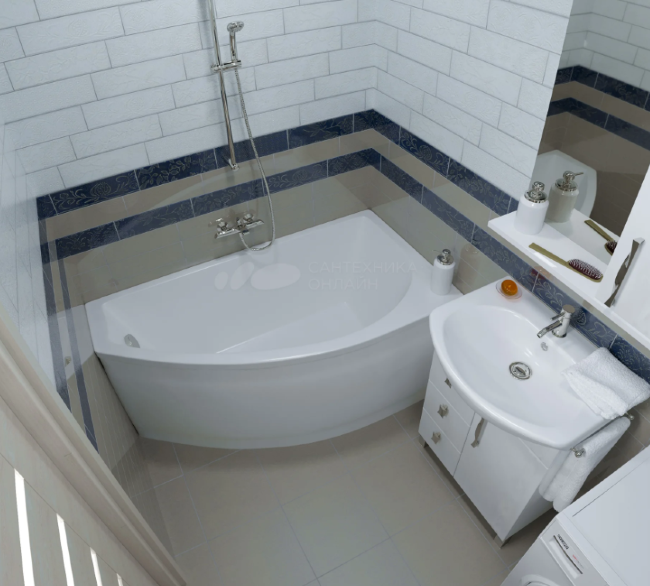 Акриловая ванна ассиметричная DAVINCI Blanca L 140х77х60 с каркасом без экрана левая купить в Москве по цене 41 600 руб.