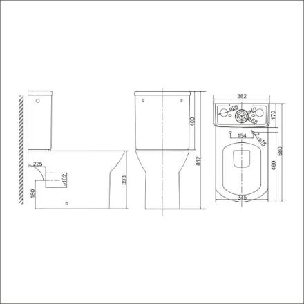 SOLE QUADRO (2 короба) унитаз-компакт с крышкой Soft-close БЕЗОБОДКОВЫЙ (с функцией биде)