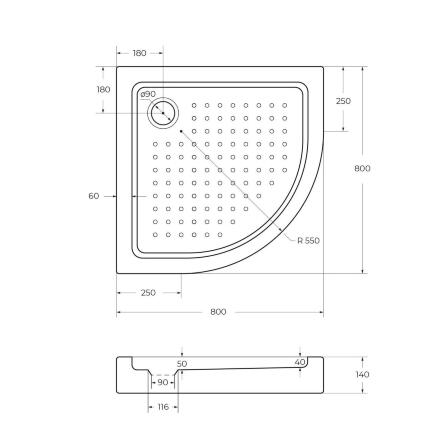 Акриловый поддон 80х80 Cezares TRAY-A-R-80-550-15-W с сифоном