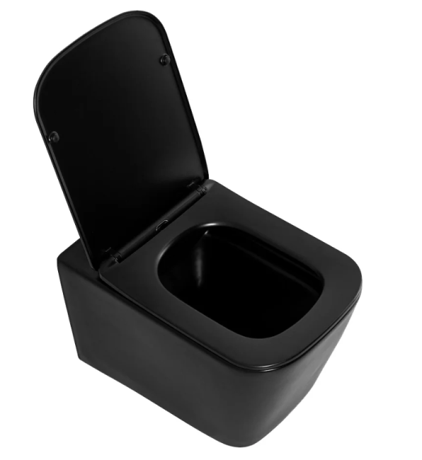 Унитаз подвесной безободковый с креплением BelBagno ARDENTE-C черный матовый с сиденьем микролифтом BB3202CHR-MB (2 части) купить в Москве по цене 19 250 руб.