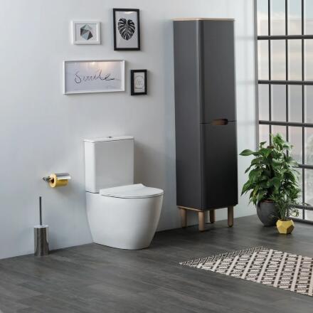 Унитаз-компакт VitrA Sento Rim-Ex 9830B003-7203 с микролифтом, 37.5x65 см + ершик напольный в подарок