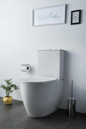 Унитаз-компакт VitrA Sento Rim-Ex 9830B003-7203 с микролифтом, 37.5x65 см + ершик напольный в подарок