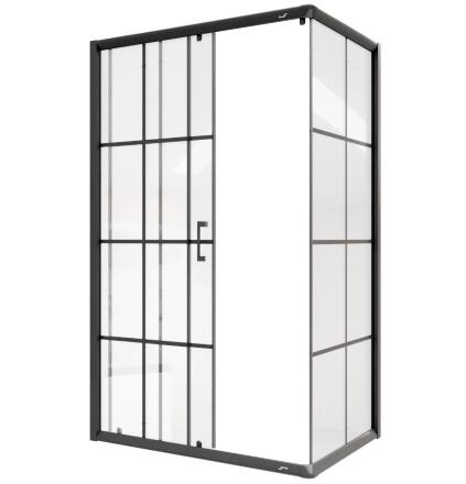 Душевой уголок Ceruttispa Muza 120x80 профиль Черный стекло прозрачное с рисунком
