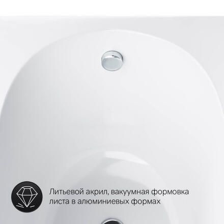 Акриловая ванна AM.PM Spirit 170x75 без гидромассажа прямоугольная, пристенная