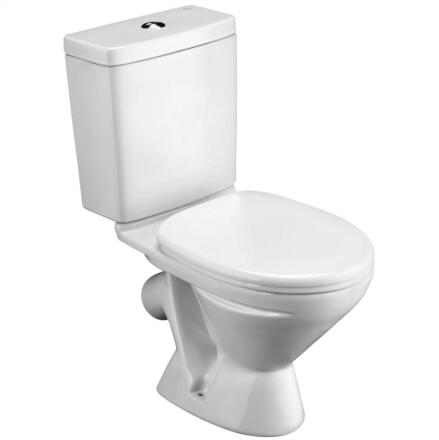 Унитаз-компакт Santek Лига 1WH302197 косой выпуск белый, овальный, 34.5x65 см + ершик напольный в подарок
