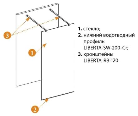 Душевая перегородка Cezares LIBERTA-L-2-140-120-C-NERO чёрный профиль, стекло прозрачное