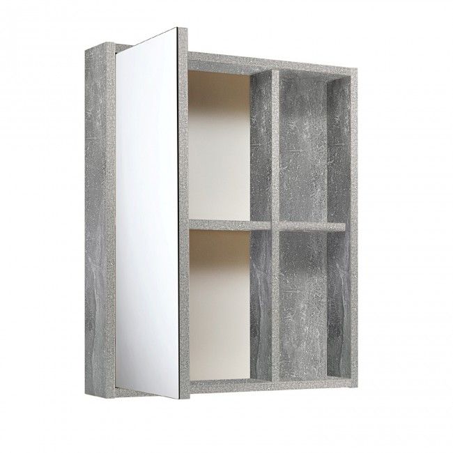 Зеркальный шкаф Руно Runo Эко 52 серый бетон купить в Москве по цене 0 руб.