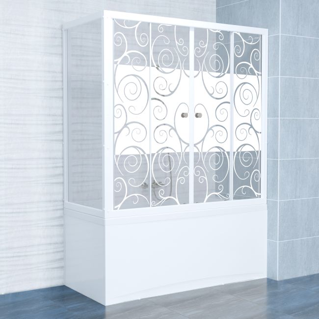 Штора на ванну TRITON Узоры 150 прозрачное стекло с рисунком купить в Москве по цене 11 590 руб.