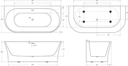 Ванна пристенная BelBagno BB711-1700-750
