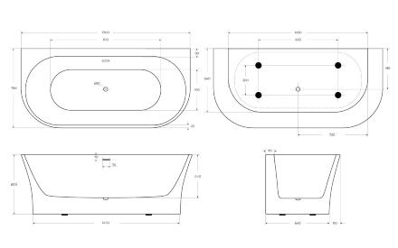 Ванна пристенная BelBagno BB711-1700-750