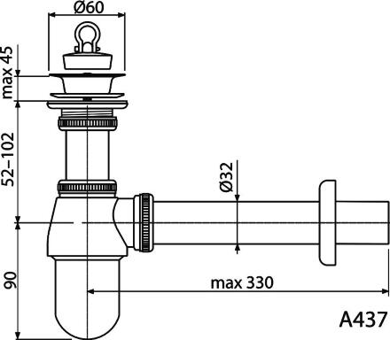 Сифон для раковины AlcaPlast A437 хром