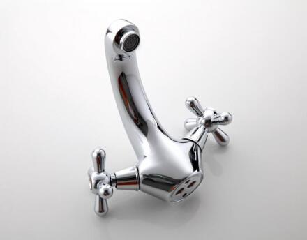 Смеситель для раковины Frap H25 F1025 хром двухвентильный, длина излива 11.7 см