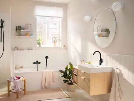 Смеситель для раковины Hansgrohe Rebris S 72536670 черный матовый однорычажный, высота излива 22.2 см