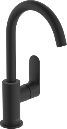 Смеситель для раковины Hansgrohe Rebris S 72536670 черный матовый однорычажный, высота излива 22.2 см