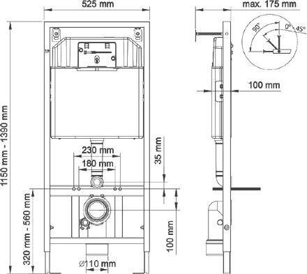 Система инсталляции для унитазов Berges Wasserhaus Novum 040245 с кнопкой смыва, черная, 52.5x17.5x139 см