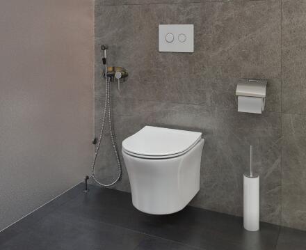 Подвесной унитаз CeruttiSpa Adige Aria CT7837 белый, 36x49 см + ершик напольный в подарок